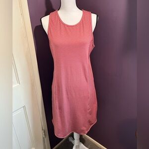 Title Nine M Alpha Sheath Tank Dress Red Gray Stripe Buttah Hidden Pocket